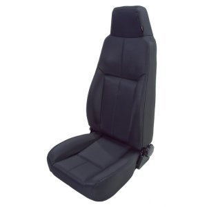 Jeep Wrangler Front Seat with Headrest - Rugged Ridge - Factory Style Replacement w/Recliner & Late Model Headrest - Black Denim - `97-`02
